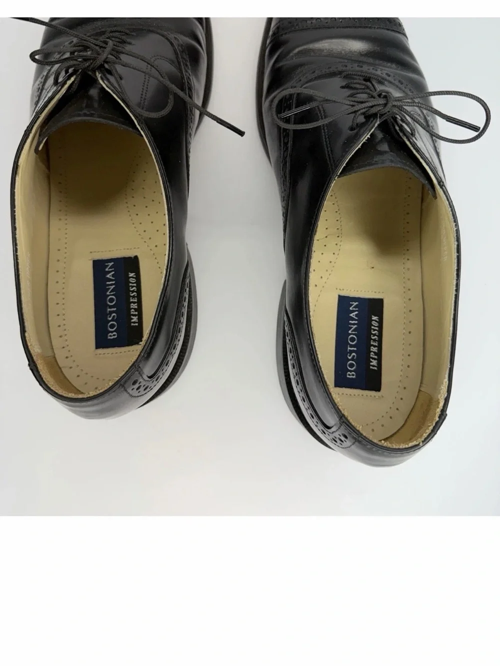 BOSTONIAN Impression Black Men’s SZ 10D Leather Cap Toe Oxford Shoes with box